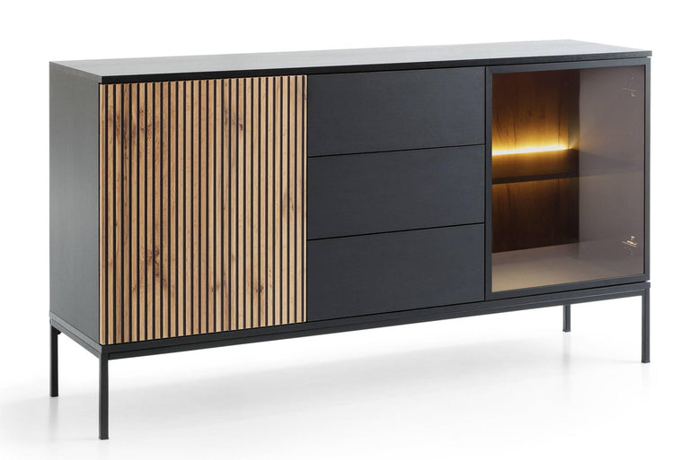 naduvi-collection-ladekast-tosena 2-deurs met verlichting-zwart-eikenfineer-kasten-meubels2