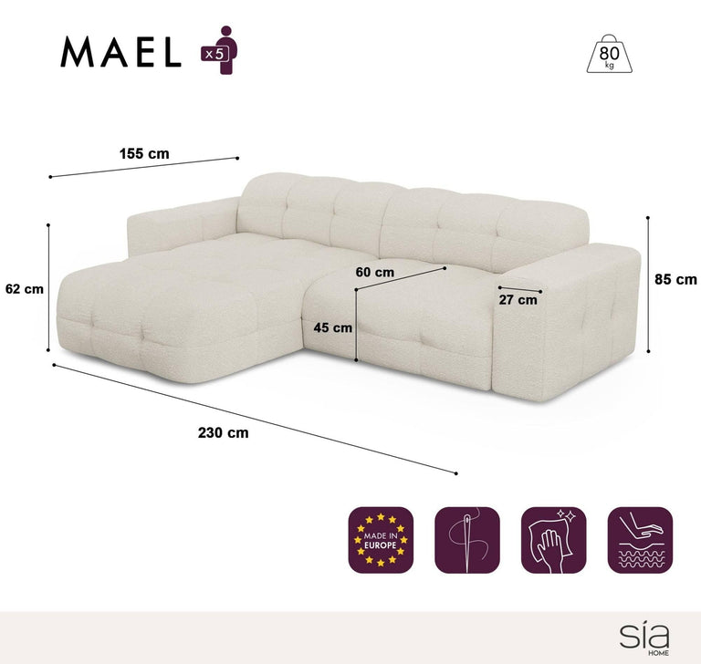 Hoekbank Mael links bouclé