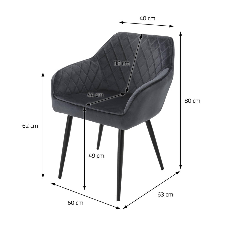 Set van 6 eetkamerstoelen Amino velvet
