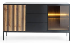 naduvi-collection-ladekast-tosena 2-deurs met verlichting-zwart-eikenfineer-kasten-meubels1