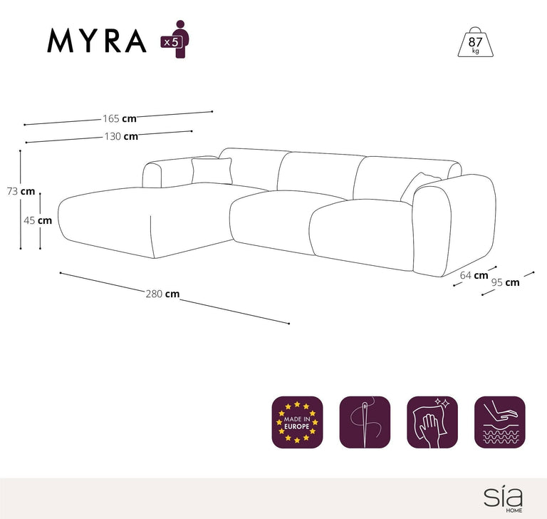Hoekbank Myra links bouclé