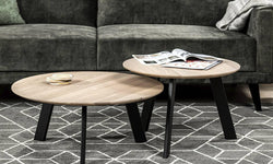 Set van 2 salontafels Hannah eikenhout rond