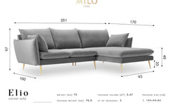 3.5-zitshoekbank Elio rechts velvet