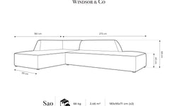 Hoekbank Sao Lounge ribstof links