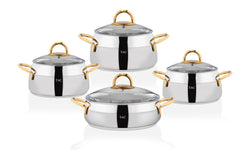 hermia-set van 4 kookpannen tac-goudkleurig--roestvrij staal-kookgerei-koken & tafelen1