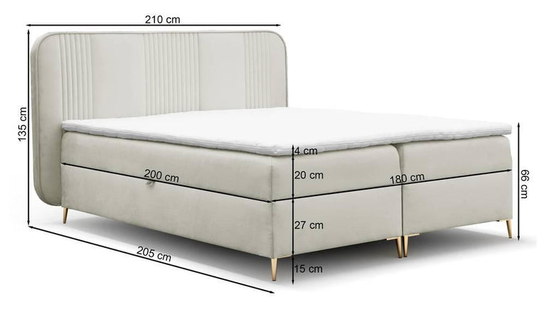 Boxspring Rena velvet 180 x 200 met opbergruimte en topper