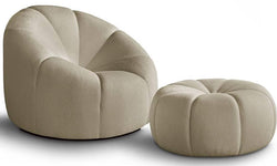 Fauteuil met poef Plush