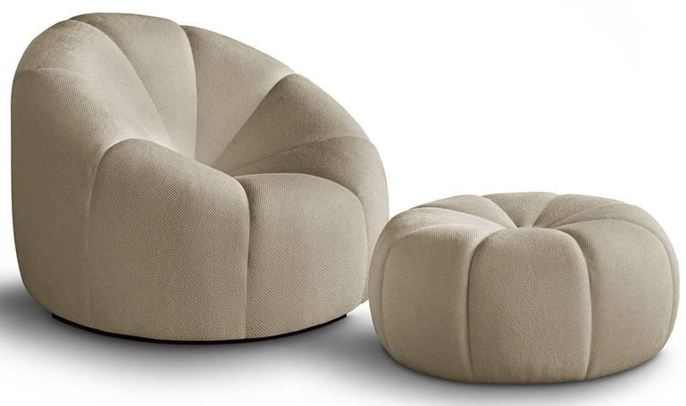 Fauteuil met poef Plush
