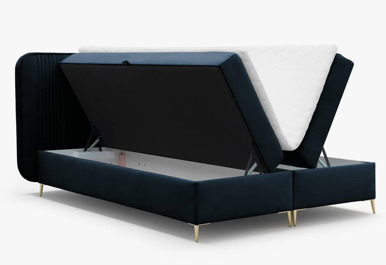 Boxspring Rena velvet 180 x 200 met opbergruimte en topper