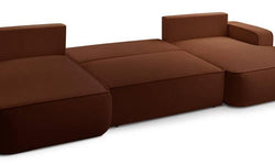 U-slaapbank Monteno bouclé met opbergruimte