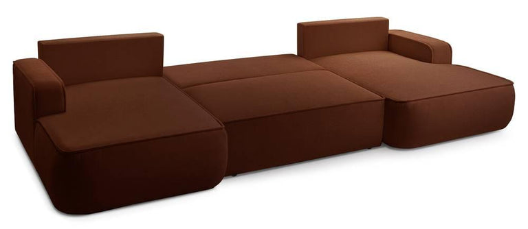 U-slaapbank Monteno bouclé met opbergruimte