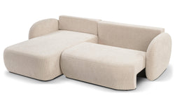 Hoekbank OLAN met slaapfunctie links bouclé