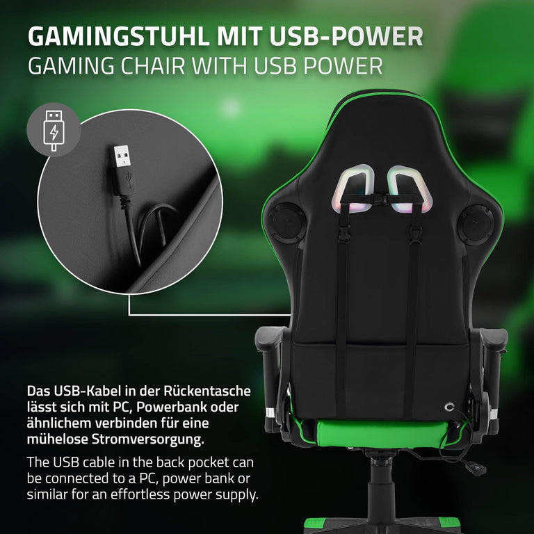 Gamestoel Xana met RGB-verlichting en Bluetooth speakers