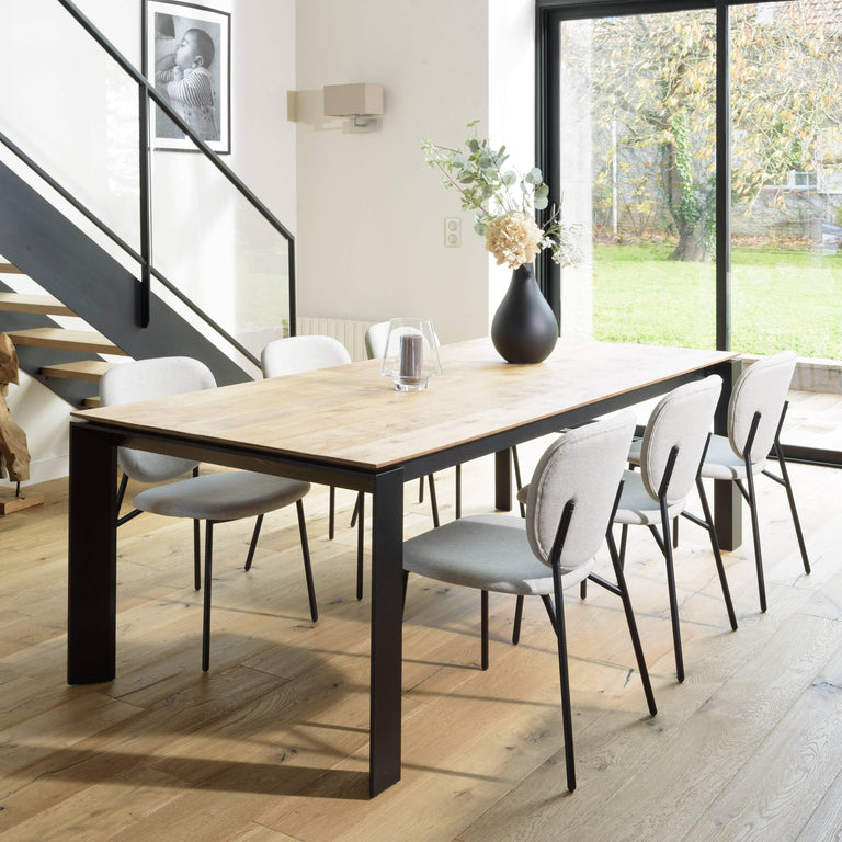 VONLUCE Vintage eetkamerstoelen - Set van 2 Frans landelijk gestoffeerde eetkamerstoelen met hoge rugleuning & massief houten poten - Accent bijzetstoelen voor keuken, woonkamer, slaapkamer