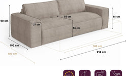 sia-home-4-zitsslaapbank-joanvelvetmet dunlopillo matras-beige-geweven-fluweel (100% polyester)-banken-meubels7