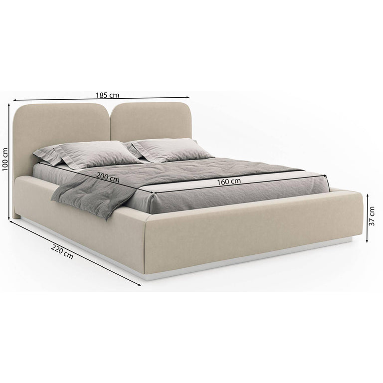Bedframe Cremona velvet 160 x 200 cm met opbergruimte