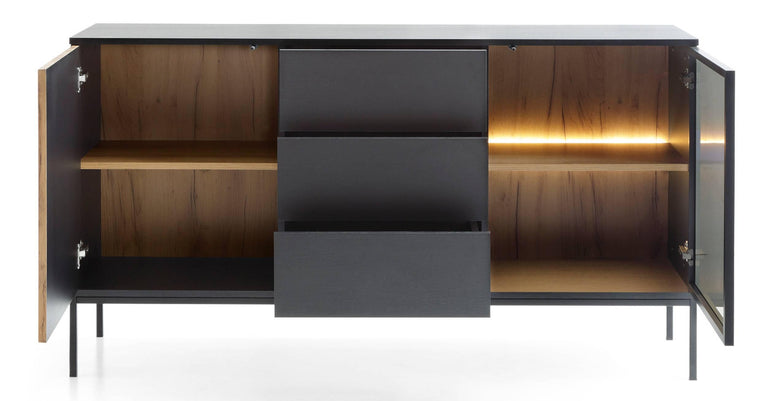 naduvi-collection-ladekast-tosena 2-deurs met verlichting-zwart-eikenfineer-kasten-meubels3