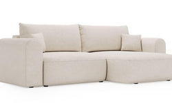 Hoekbank Met Slaapfunctie En Opbergruimte - Luxe L-vorm Slaapbank 3 Zits 246x145 Cm Uitklapbare Hoekbank Met Bedlade En Verwisselbare Chaise Longue Velo 625 Grijs Bruin Novihome