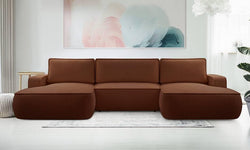 U-slaapbank Monteno bouclé met opbergruimte