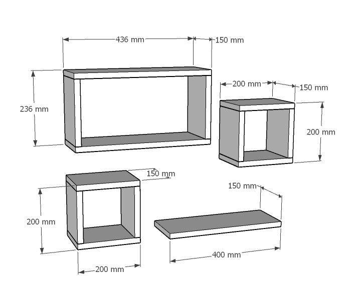 Set van 4 wandplanken Babi