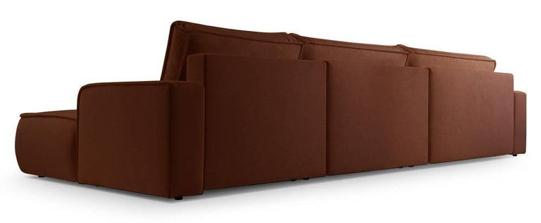 U-slaapbank Monteno bouclé met opbergruimte