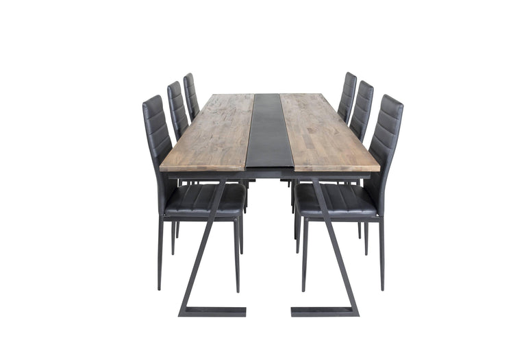 venture-home-eetkamerset-jakartamet6 eetkamerstoelen slimline-bruin-hout-tafels-meubels1