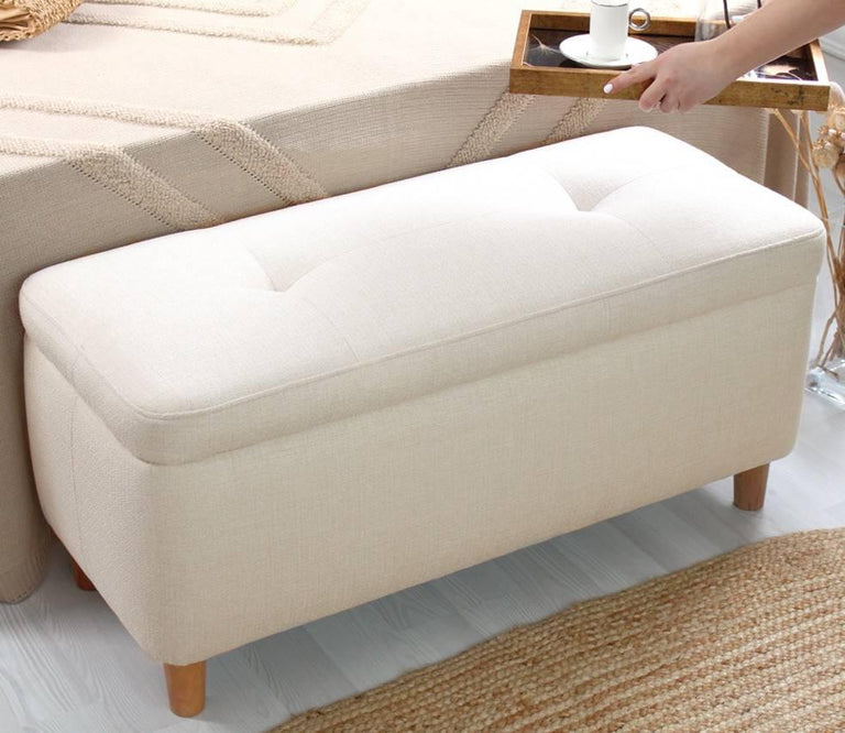 Bankje met opbergruimte Rocio linnen