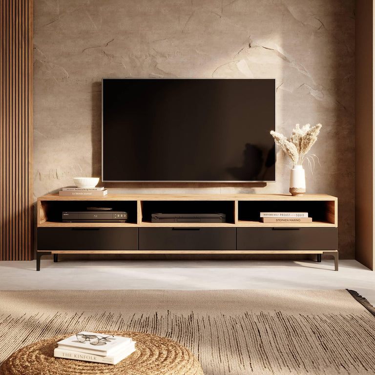 naduvi-collection-tv-meubel-rikke met verlichting-zwart-eikenfineer-kasten-meubels5