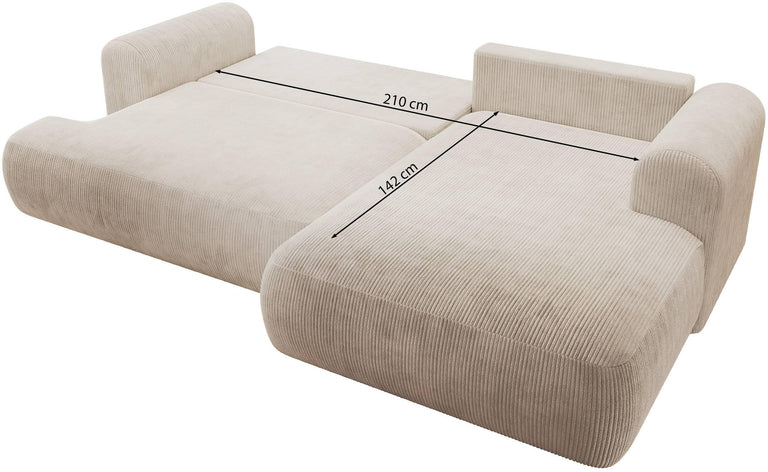 Hoekslaapbank Philipa ribstof links