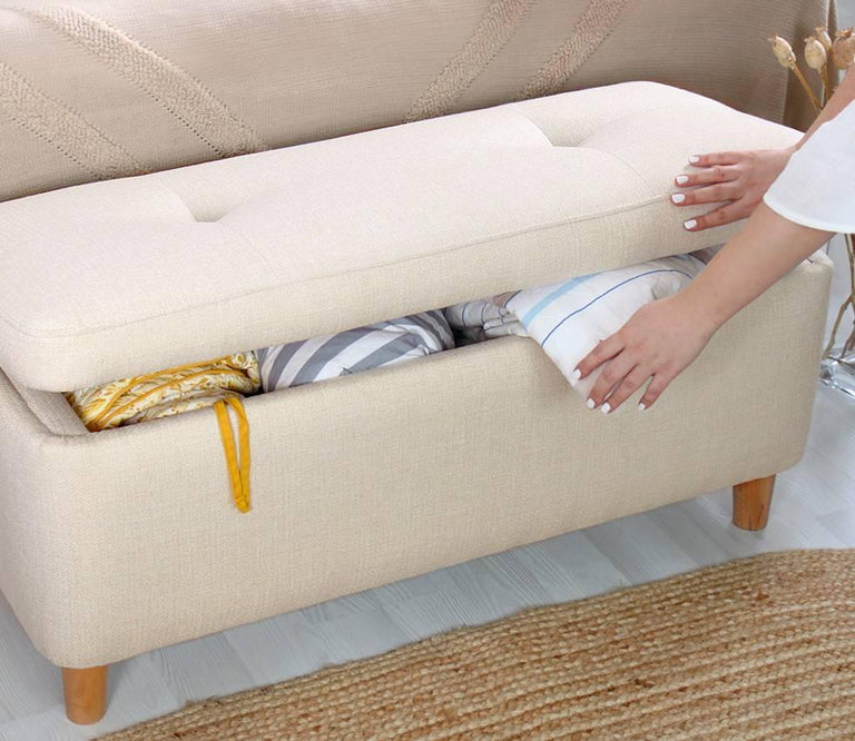 Bankje met opbergruimte Rocio linnen