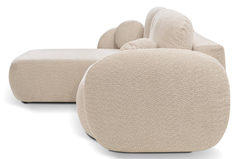 Hoekbank OLAN met slaapfunctie links bouclé