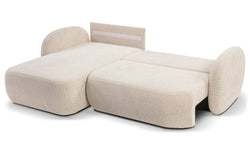 Hoekbank OLAN met slaapfunctie links bouclé