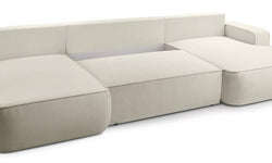 U-slaapbank Monteno bouclé met opbergruimte