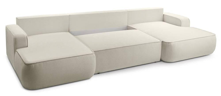 U-slaapbank Monteno bouclé met opbergruimte