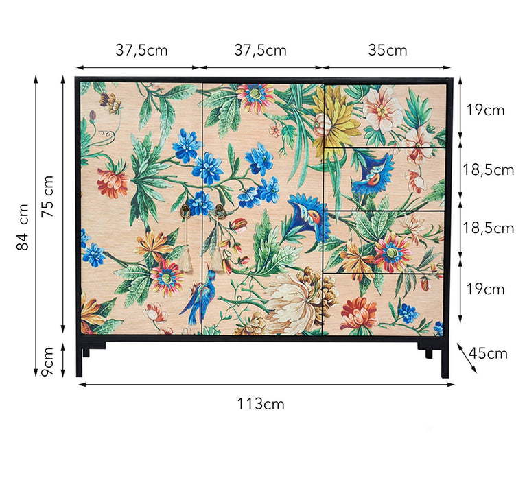 Dressoir Matteo Beige Flowers