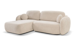 Hoekbank OLAN met slaapfunctie links bouclé