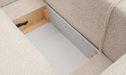 Hoekbank OLAN met slaapfunctie links bouclé