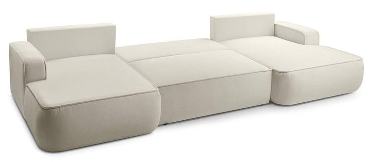 U-slaapbank Monteno bouclé met opbergruimte