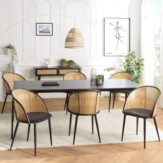 VONLUCE Set van 2 stoffen gestoffeerde eetkamerstoelen met ronde rugleuning en rubberen poten, 2 stuks vintage pluche stoelen voor in de woonkamer, slaapkamer, Beige