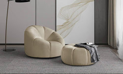 Fauteuil met poef Plush