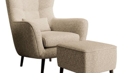 Fauteuil met hocker Verdiro bouclé