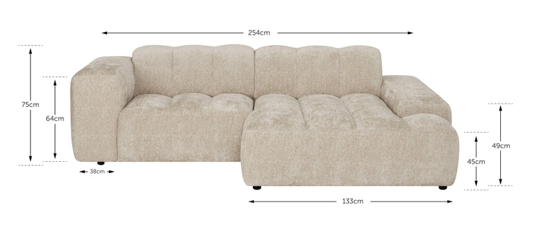 Hoekbank Sandro rechts 2.5-zits chenille
