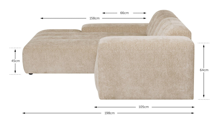 Hoekbank Sandro links 2.5-zits groot chenille