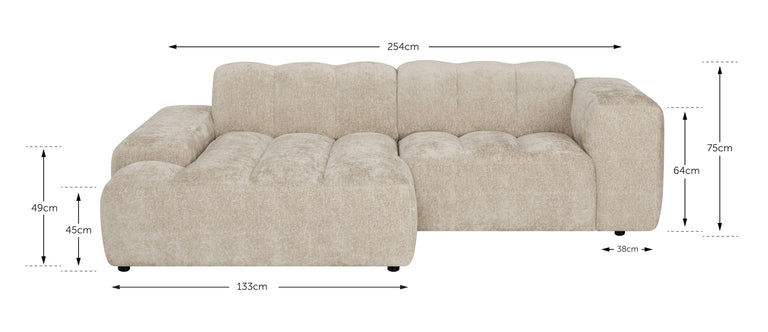 Hoekbank Sandro links 2.5-zits groot chenille