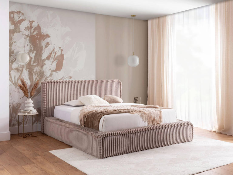 Bedframe Mirras in brede ribstof 180 x 200 cm