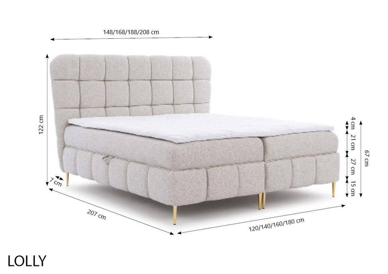 Boxspring Loran in bouclé met opbergruimte 180 x 200 cm