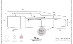 Hoekbank Nina rechts ribstof