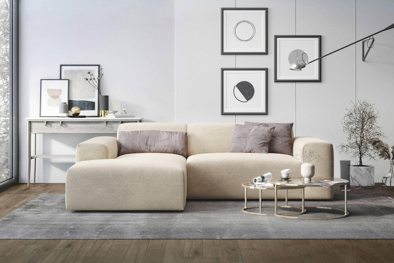 Hoekbank Nina links ribstof