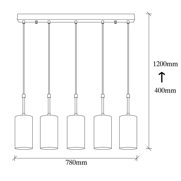 Hanglamp eettafel Oscar 5-lichts