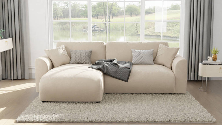 Hoekbank met slaapfunctie Lovelle links velvet